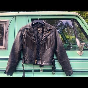 Vintage leather motorcycle jacket